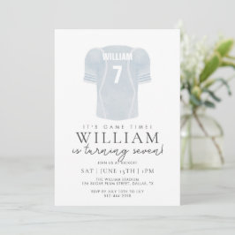 Light Blue Game Time Football Jersey Birthday Inbjudningar