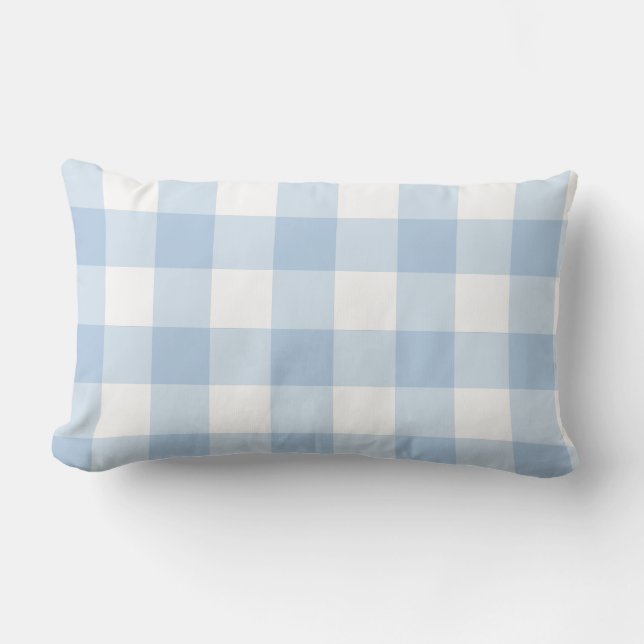 Light Blue Gingham Dekorativ kudde (Framsida)
