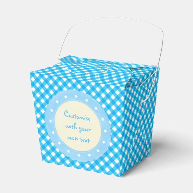 Light Blue Gingham Finare Anpassningsbar Presentaskar (Framsidan Sidan)