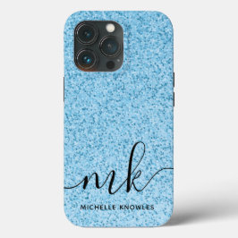 Light Blue Glitter Bokeh Anpassningsbar Monogram o