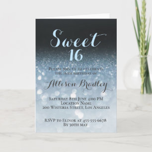 Light Blue Glitter Helgkort