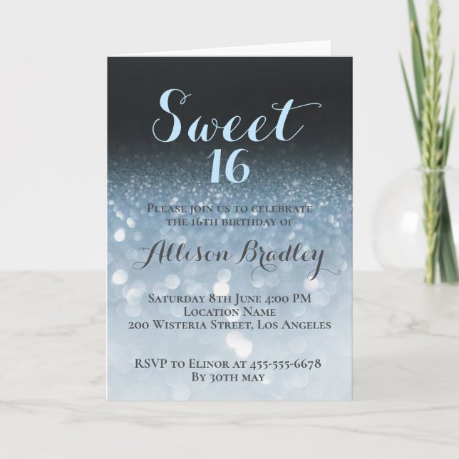 Light Blue Glitter Helgkort (Framsida)