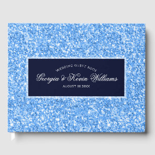 Light Blue Glitter Mönster & Mörk blått Gästböcker