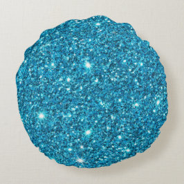 Light Blue Glitter Round Dekorativ kudde