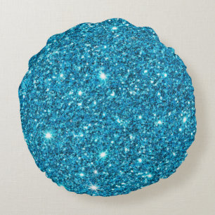 Light Blue Glitter Round Dekorativ kudde