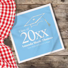 Light Blue Graduation Cap Class of 20XX Name Pappersservett
