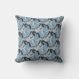 Light Blue Grått Black Swirling Modern Art Print Kudde
