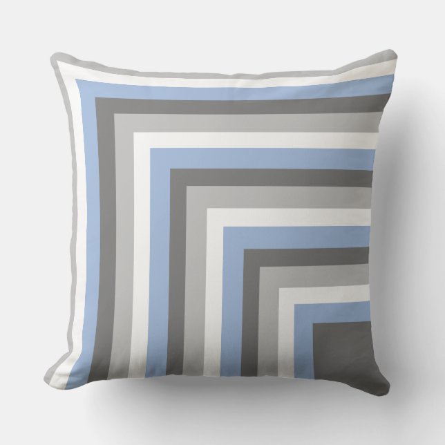 Light Blue, Grått och White Stripe Dekorativ kudde (Framsida)