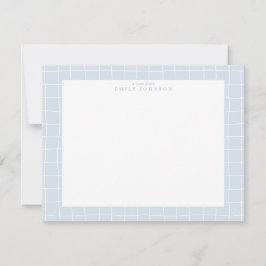 Light Blue Grid Frame Note Card Inbjudningar