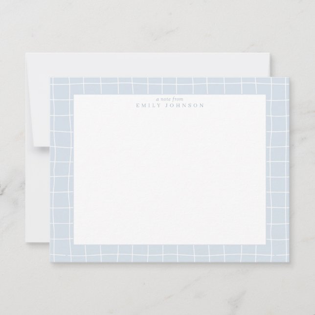 Light Blue Grid Frame Note Card Inbjudningar (Framsida)