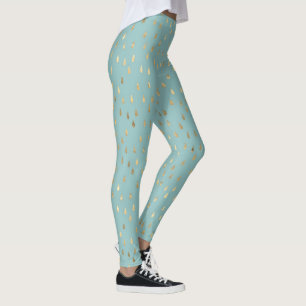 Light Blue Grönt Guld RainDrop Modern Trendig Yoga Leggings