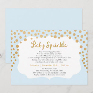 Light Blue guld boy baby sprinkle inbjudan, baby # Inbjudningar