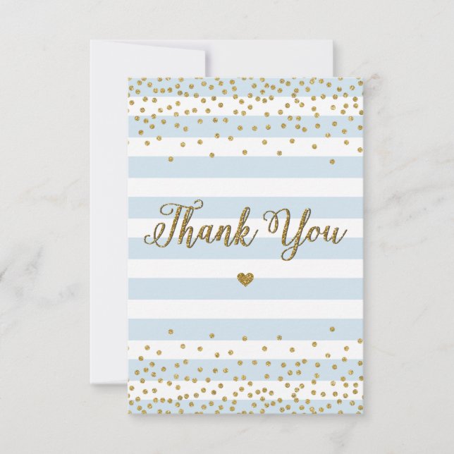 Light Blue Guld Glitter Boy Shower Sprinkle T Tack Kort (Framsida)