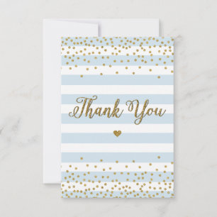 Light Blue Guld Glitter Boy Shower Sprinkle T Tack Kort