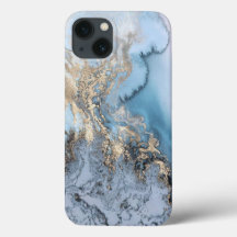 Light Blue & Guld Marble iPhone 6/6s Fodral
