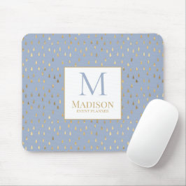 Light Blue Guld RainDrop Modern Trendig Monogram Musmatta