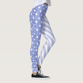 Light Blue Halva och Halva Mönster Harlequin Rand Leggings