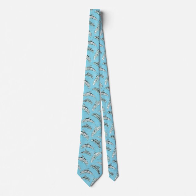 Light Blue Hawaiian Tribal Dolphins Slips (Framsida)