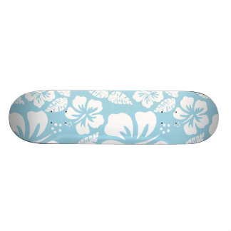 Light Blue Hawaiian Tropical Hibiscus Mini Skateboard Bräda 18,5 Cm