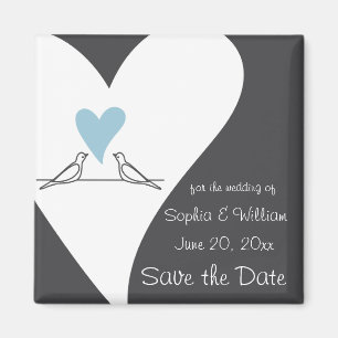 Light Blue Heart Rustic Bröllop spara datum Magnet