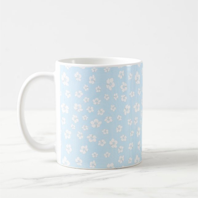 Light Blue Hibiscus Floral Kaffemugg (Vänster)