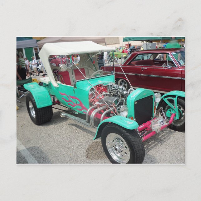 Light Blue Hot rod Vykort (Framsida)