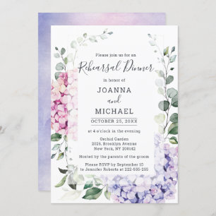 Light Blue Hydrangea & Eucalyptus Rehearsal Middag Inbjudningar