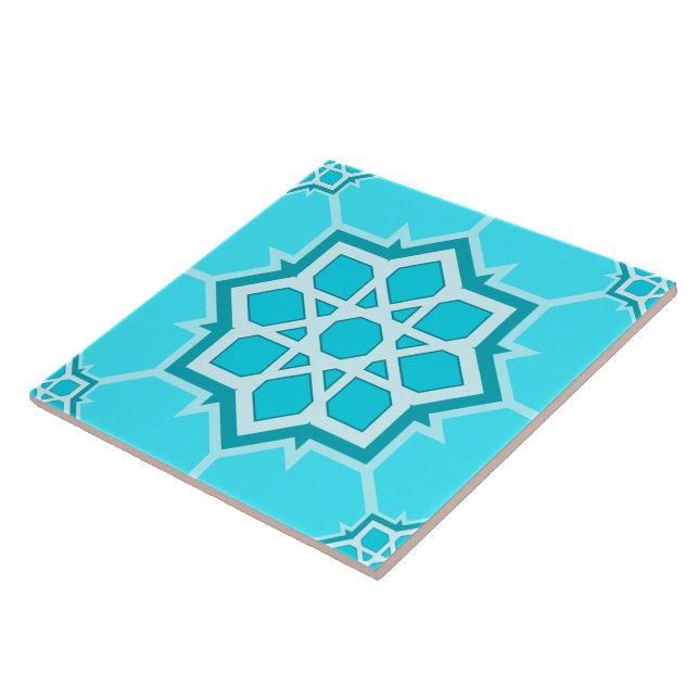 Light Blue Islamic Geometric Seamless Pattern Kakelplatta (Sidan)