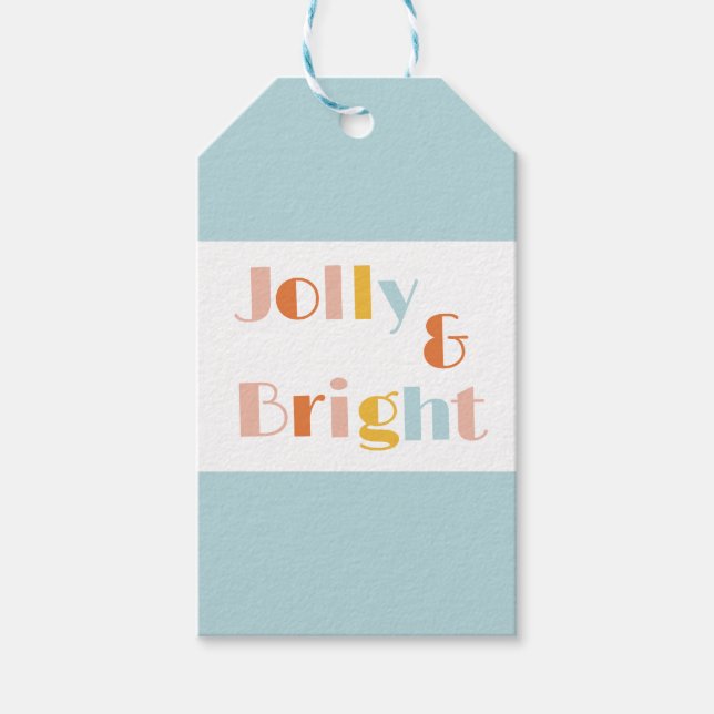 Light Blue Jolly och Bright till och från jul Presentetikett (Framsidan)