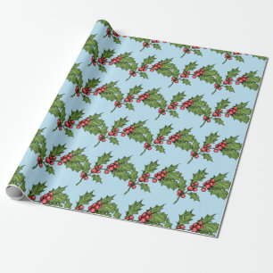 Light Blue jul Mistletoe Mönster Presentpapper