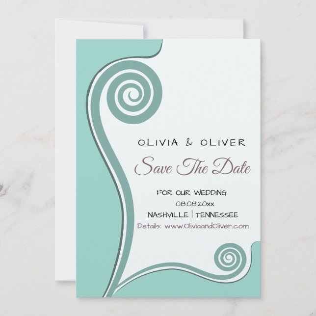 Light Blue Koru - New Beginnings - Spara our Date (Framsida)