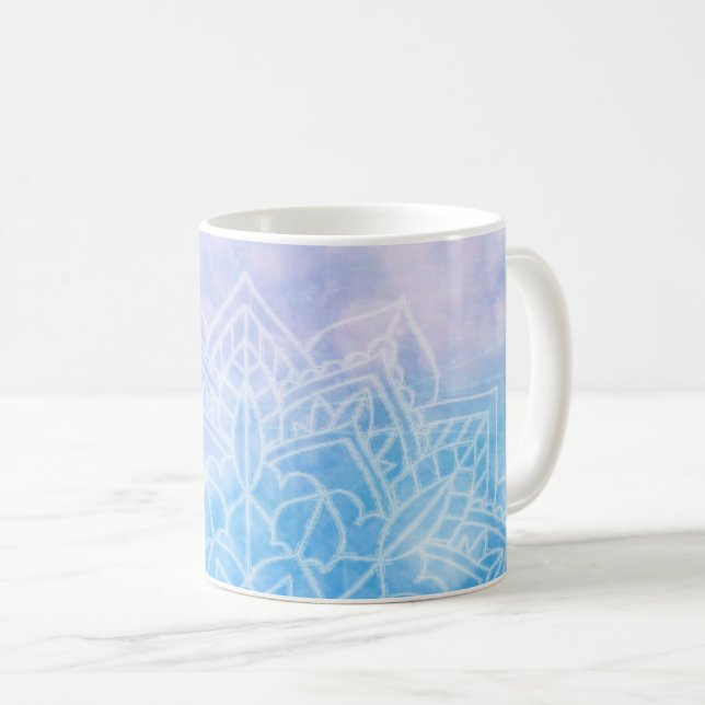 Light Blue Lila Mandala Abstrakt Zen Kaffemugg (Framsida höger)