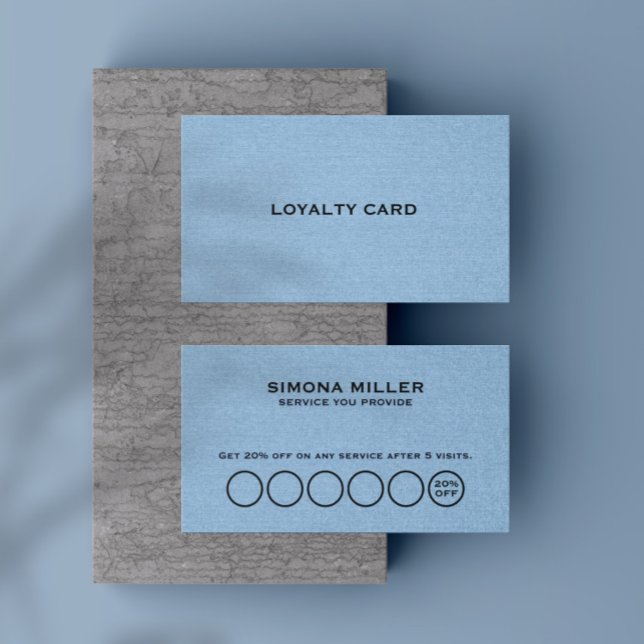 Light Blue Linen Texture Loyalty Card Visitkort (Skapare uppladdad)