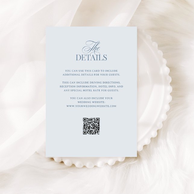 Light Blue Luxe | QR Code Wedding Guest Details Tilläggskort (Skapare uppladdad)