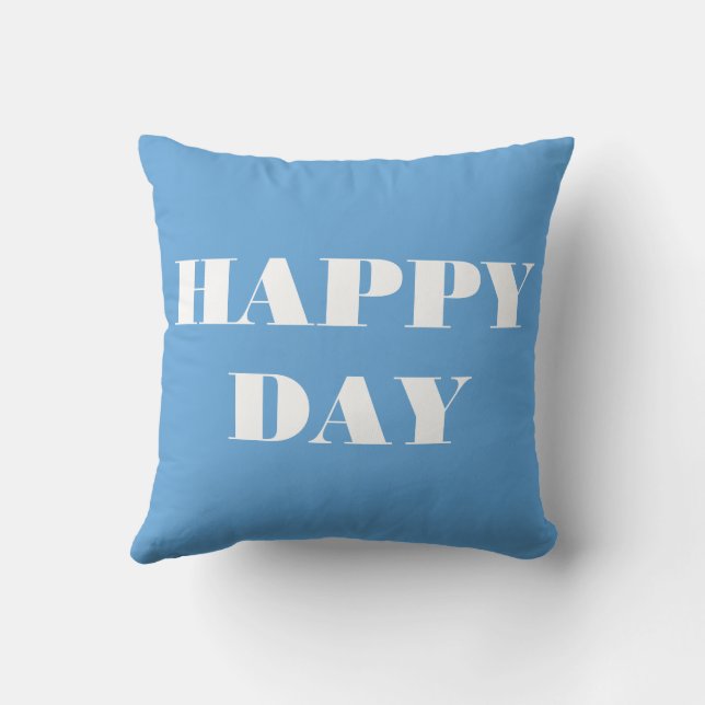 Light Blue Lycklig Day Dekorativ kudde (Baksida)