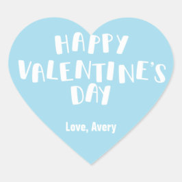 Light Blue Lycklig Valentine Day Hjärtformat Klistermärke