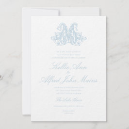 Light Blue "M" Monogram Wedding Invitation Inbjudningar