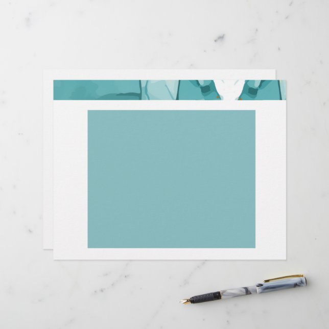 Light Blue Marble Elegant Modern Pattern Brevhuvud (Fram/Back In Situ)