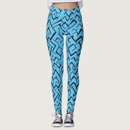Light Blue Meander Mönster | Modern maze Leggings