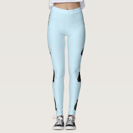 Light Blue med Black Butterflies Leggings