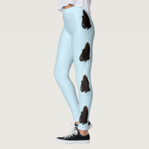 Light Blue med Black Butterflies Leggings