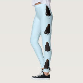 Light Blue med Black Butterflies Leggings
