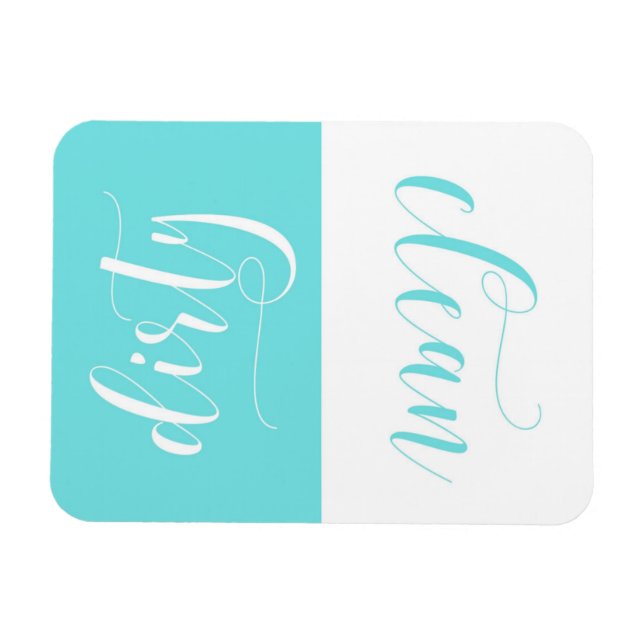 Light Blue Modern Calligraphy Dishwasher Magnet (Horisontell)