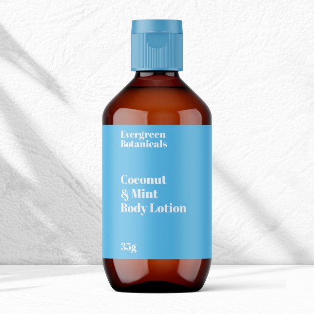 Light Blue Modern Cosmetics Flaska-etikett Fraktsedel (Skapare uppladdad)