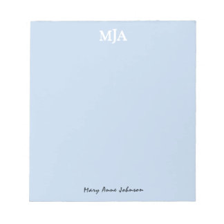 Light Blue Monogram 3 brev Modern för Initialer Anteckningsblock