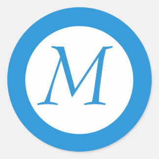 Light Blue Monogrammed Sticker Runt Klistermärke