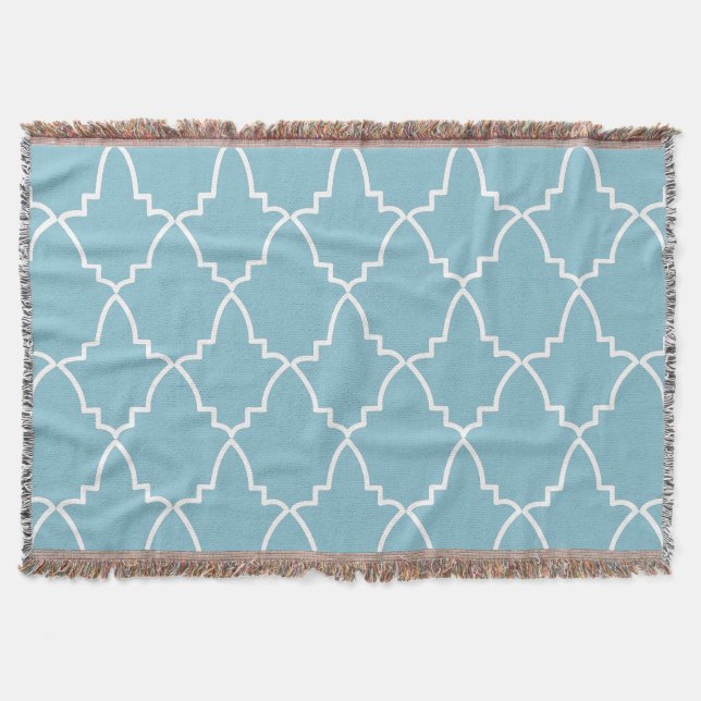 Light Blue Moroccan Lattice Mönster Filt (Framsidan)