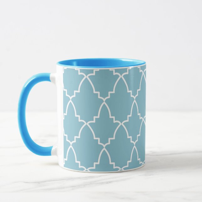 Light Blue Moroccan Lattice Mönster Mugg (Vänster)