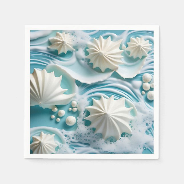 Light Blue Ocean Background med Seashells Pappersservett (Framsidan)