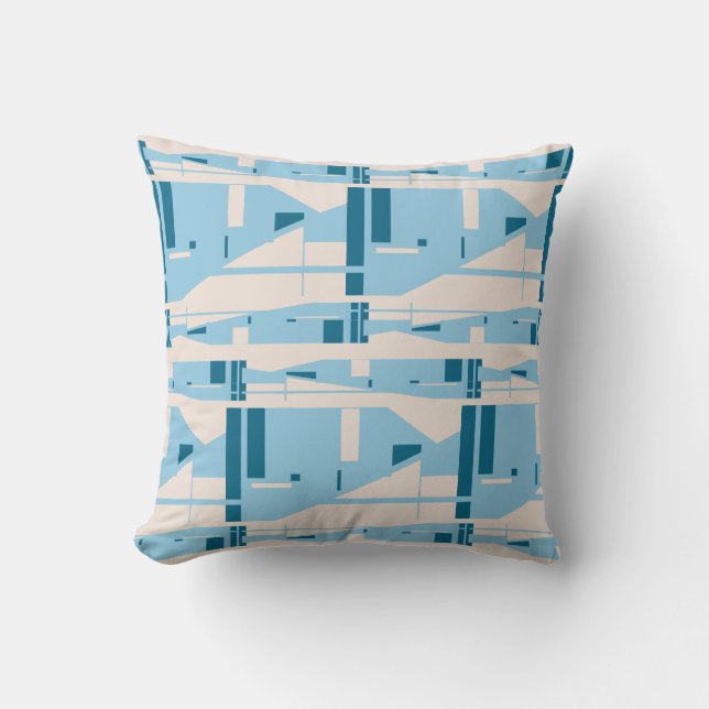 Light Blue on Beige Mediterranean Large Mosaics Kudde (Framsida)